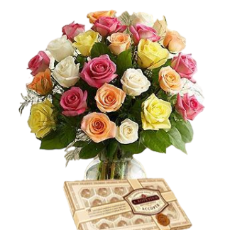 25 colorful roses with chokolates | Flower Delivery Gorno-Altaysk