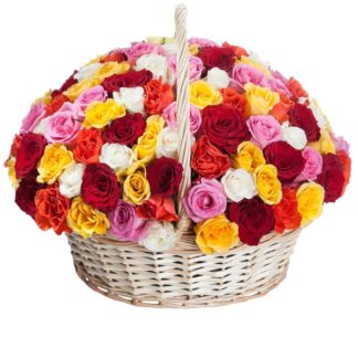 51 colorful roses in the basket | Flower Delivery Gorno-Altaysk